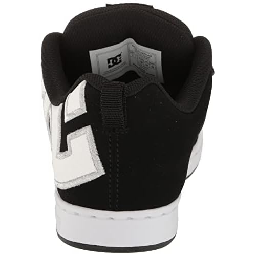 DC Women's Court Graffik Casual Low Top Skate Shoe, Black/White Stencil, 9