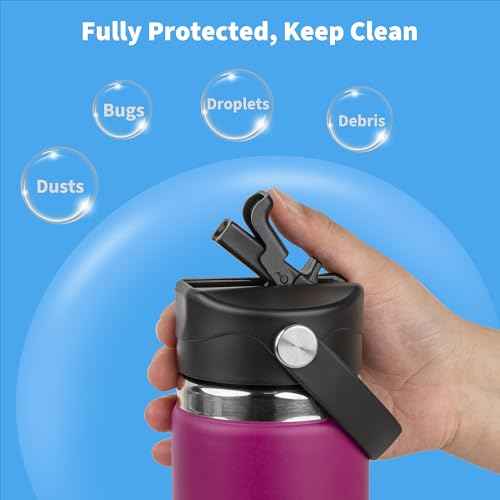 Straw Lid for Hydroflask Wide Mouth Water Bottles, Dust Cover Lid with Straw for Hydro Flask 12/16/18/20/32/40 oz Sports Water Bottle, Straws Cap Top Accessories
