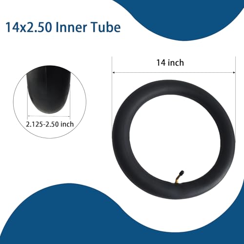 2-Pack 14x2.50 Inner Tube 14x2.5 14x2.10 14x2.125 14x2.25 14x2.40 Inner Tube 14 inch Bike Tube with Bent Valve Stem