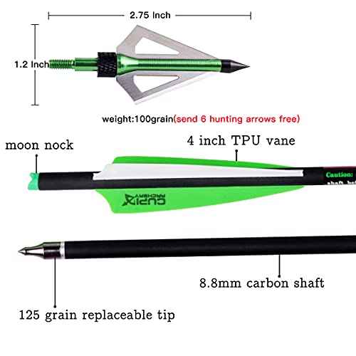 LWANO Crossbow Bolts 20 22 Inch Carbon Archery Arrows 12 Pack and 6 Pack Hunting Broadheads kit
