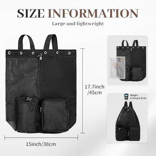 Beach Backpack with Wet Pocket Drawstring Mesh Beach Bag Waterproof Swimming Pool Backpack for Men and Women