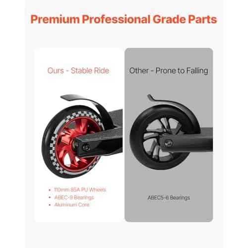 VEVOR Stunt Scooter, Pro Complete Trick Scooters for Kids Ages 11-13 Years, Teens, Adults, Boys, and Girls, Freestyle Street Rider for Intermediate and Beginner, Double Layer Lightweight Aluminum Deck