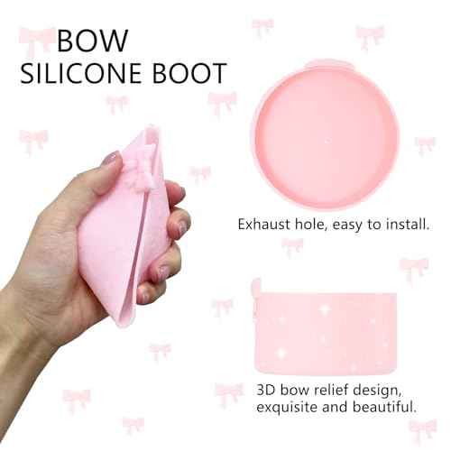 Bow Silicone Boot for Owala 32oz, Anti-Slip Protective Sleeve Bottom Bumper Protector for FreeSip, Twist, and Flip Stainless Steel Water Bottles Accessories,Dishwasher Safe and BPA Free
