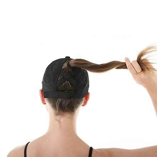 Criss-Cross Ponytail-Baseball-Cap for Women - Summer Adjustable Quick-Dry High-Messy-Bun Dad-Hat Fit for 22"