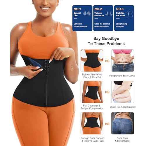 TrainingGirl Waist Trainer for Women Lower Belly Waist Trimmer Corset Tummy Wrap Workout Sweat Belt Band Sports Sauna Suit