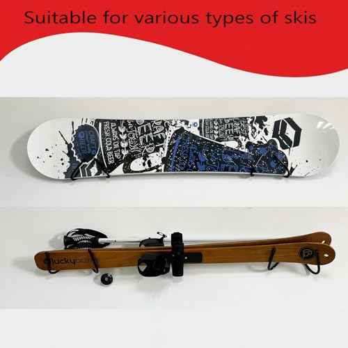 Pmsanzay 2 Pack Universal Ski and Snowboard Wall Storage Rack, Horizontal Wall Rack Hanger, Ski Holders Snowboard Gear Organizer Snowboard Display Stand for Room, Garage