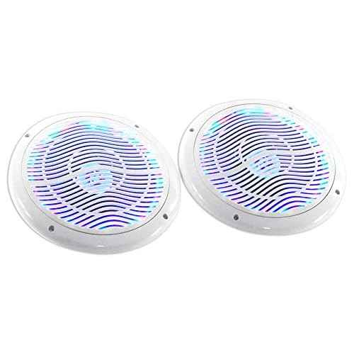 Rockville RMC80LW 8" Marine Speakers, 800W 2-Way, White, Multi-Color LED Lighting with Remote, Waterproof and UV Resistant for Boats and Outdoor
