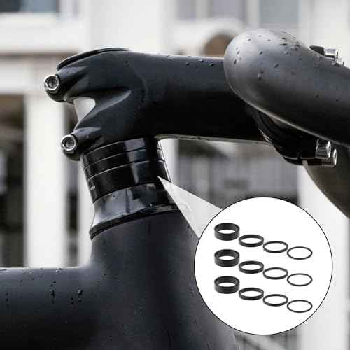 12 PCS Bike Stem Spacers 1 1/8, 4 Sizes Aluminum Alloy Bike Headset Spacers Bikes Handlebar Stem Spacers Fit 1-1/8 Inch Stem Mountain Bike Road Bikes Handlebar (10mm 5mm 3mm 2mm)