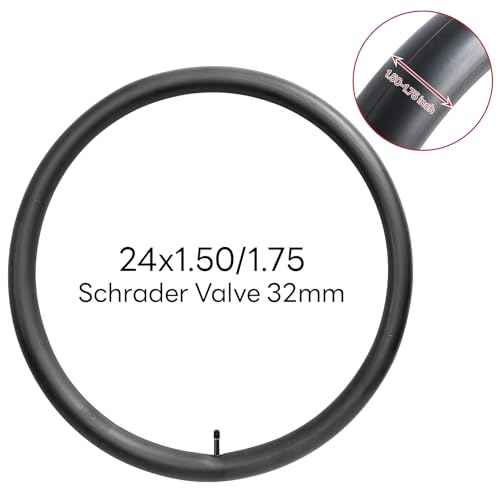 24x1.50 24x1.75 AV32mm Inch Bike Tube, 24" Replacement Bicycle Tube (Single), Reliable 24 x 1.50-1.75 Bike Inner Tube Schrader Valve for City/Road/Cruiser/Mountain Cycling Scenarios