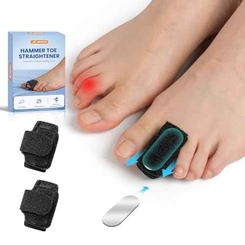 Hammer Toe Corrector For Women & Men - 2 Pcs Hammer Toe Straightener, Toe Splints & Toe Wraps Support For Hammer, Curled, Bent Toes - Toe Corrector For Walking, Running or Rest - Black