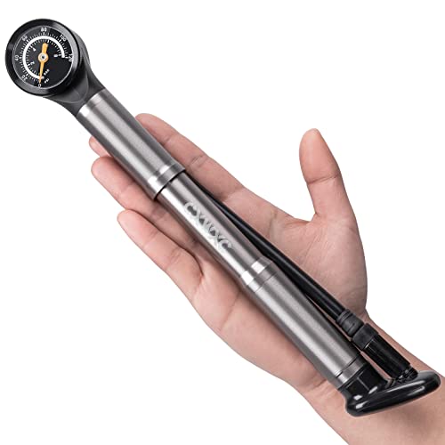 CXWXC Bike Pump Portable- Mini Bicycle Pump with Pressure Gauge Fits Presta and Schrader Valves- 120PSI High Pressure Bike Air Pump with Mounting Bracket
