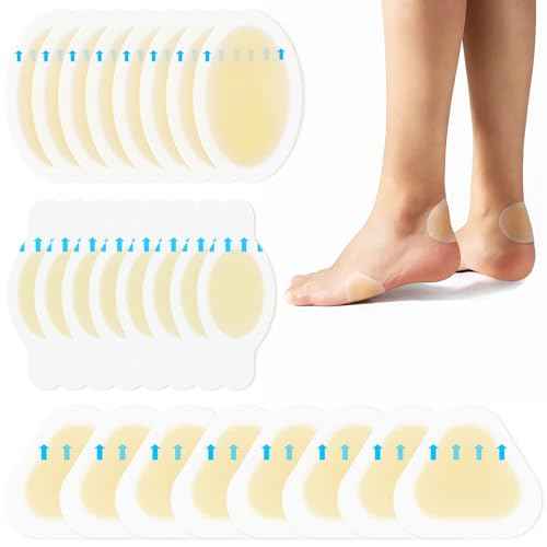 Blister Bandages for Feet, Gel Blister Cushions - 24Pcs Water Resistant Hydrocolloid Bandages for Heel, Toe & Foot - Blister Pads for Prevention & Recovery - Variety Pack