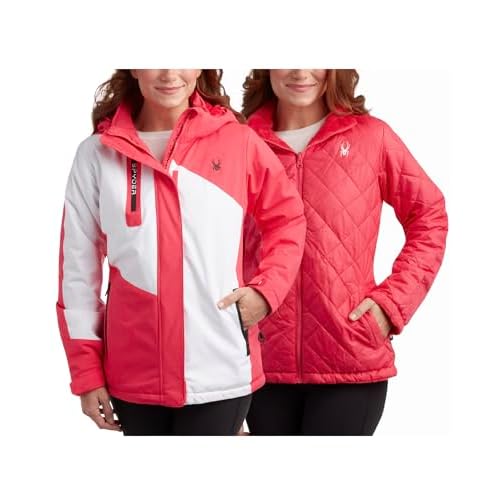 Spyder Womens Ski Jacket - Faux Fur Lined Insulated 3 in 1 Puffer Jacket - Reversible Quilted Winter Coats for Women