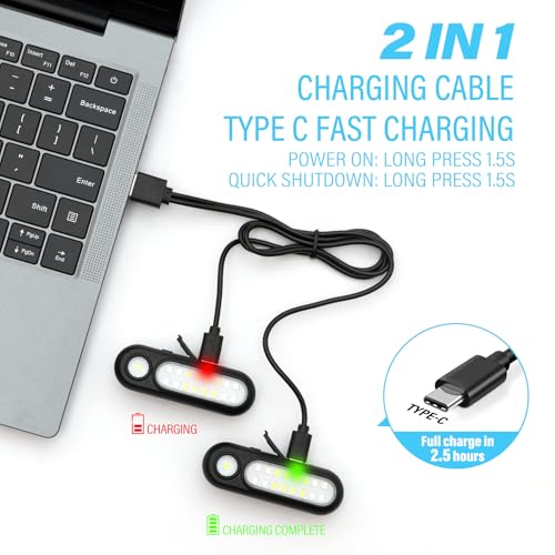 Running Lights for Runners, Rechargeable Clip On Flashlight for Runners Safety Light for Walking at Night, Portable Hands Free Flashlight for Walking Dog, LED Work Light Warning Flashing Camping(2Pcs)