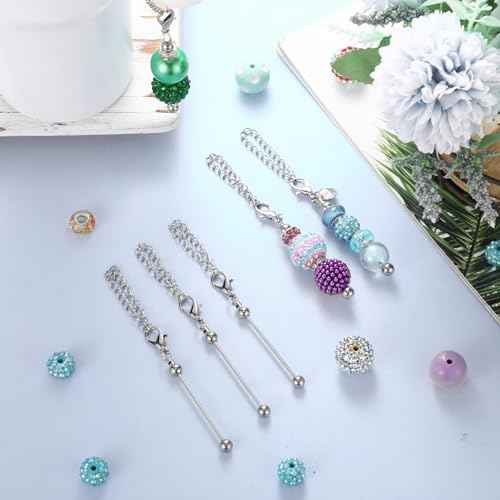 Landical 12 Pcs Beadable Charm Accessories Compatible with Stanley Beaded Charm for Tumblers with Handle Cup Chains Wire for 30 40 oz Water Bottle Jewelry Gift Making Blank DIY