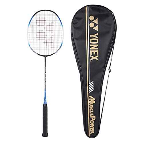 YONEX Muscle Power 22LT Carbon Graphite Strung Badminton Racket with Full Racket Cover (Black/Blue) | for Intermediate Players | 83 Grams | Maximum String Tension - 30lbs