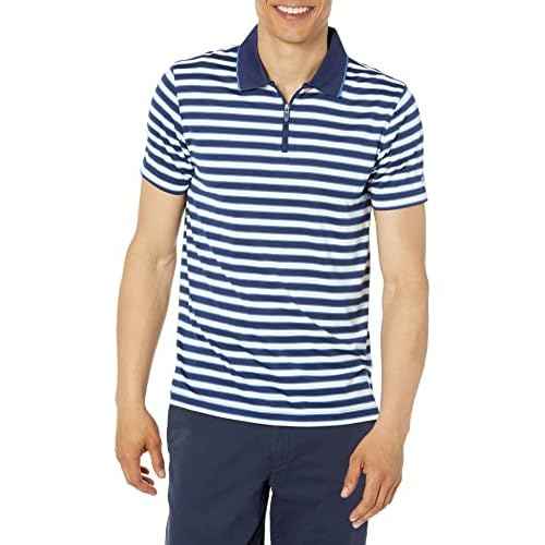 Brooks Brothers Men's Performance Stretch Short Sleeve Zip Polo Shirt