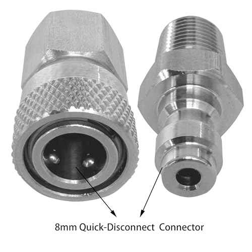 1/8 NPT Female Connector and 8mm Male Plug Fill Nipple Quick-Disconnect Set, Stainless Steel Remote Line Male & Female Set for PCP Foster Paintball Airsoft Air Gun Tool