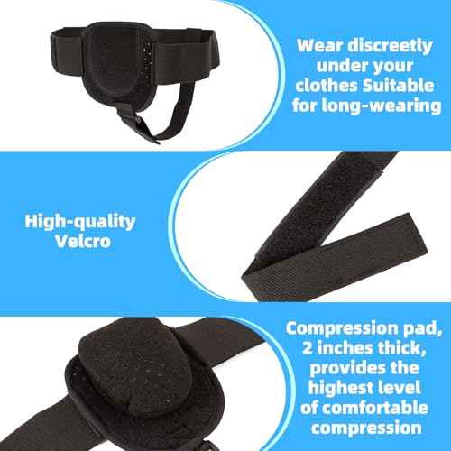 Hernia Belt for Men, Left or Right Inguinal Hernia Support Belt Pain Relief With Removable Compression Pads Adjustable Groin Hernia Truss for Pre/Post Surgery, Inguinal, Femoral and Groin Hernias