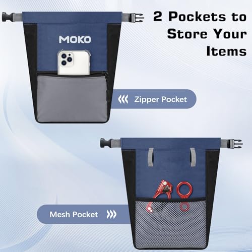 MoKo Chalk Bag for Rock Climbing, Large Capacity Climbing Chalk Bag with Magnetic Snap and Zipper Pocket, Portable Chalk Bucket for Rock Climbing, Weight Lifting, Bouldering, Gymnastics, Fitness