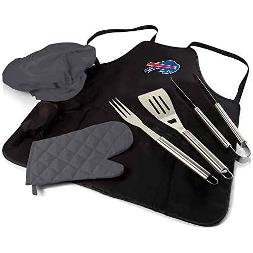 Picnic TIME BBQ Apron Tote Pro Grill Set, (Black with Gray Accents)
