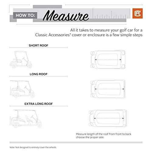 Classic Accessories Fairway Long Roof 4-Person Golf Cart Quick-Fit Cover, Black