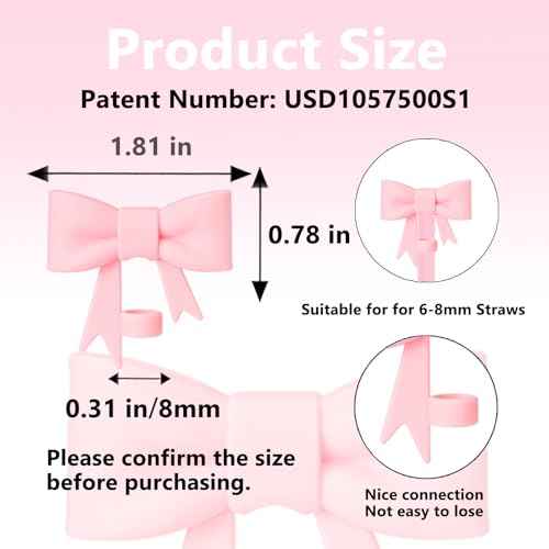 8mm Classic Bow Straw Covers Cap Toppers Compatible with Stanley Tumbler Cups,Reusable Cute Silicone StrawTips Lids Protectors for Reusable DrinkingStraw,StrawAccessories