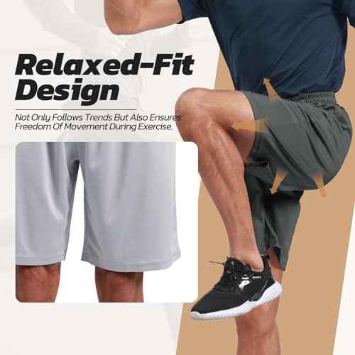 3 Pack Gym Basketball Mens Shorts - Quick Dry Black Workout Athletic Shorts with Pockets for Casual Running (S-6XL)