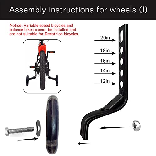 DDJKCZ Training Wheels Flash Mute Wheel Bicycle Compatible for Bikes of 12 14 16 18 20 Inch