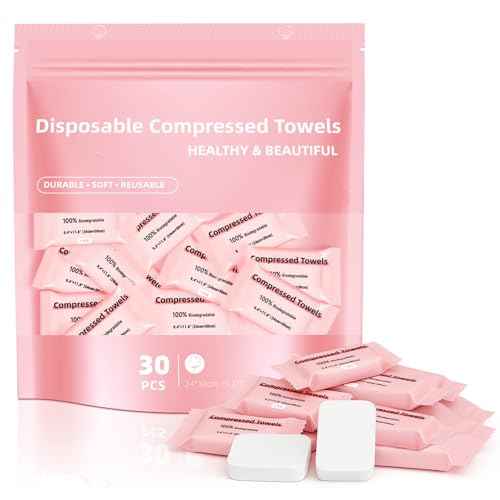 Disposable Compressed Face Towels, Ultra Soft Large Size Compressed Towel Tablets Portable Washcloth Reusable for Travel Camping Hiking Outdoor Sports Beauty Salon (30Pcs)