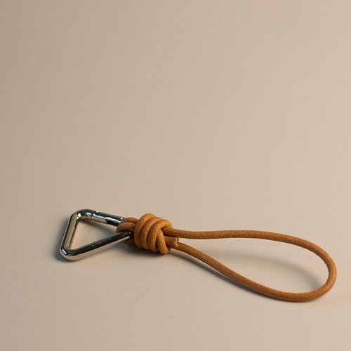 BLKSMTH Leather Keychain with Metal Triangle Carabiner, Nappa Leather Braid,holder with gold key rings,genuine leather keychain for car home key ring strap holder lanyard women men