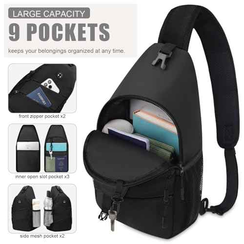Crossbody Bags for Women Men Trendy Sling Bag Backpack Casual Chest Bag with Convertible Shoulder Strap