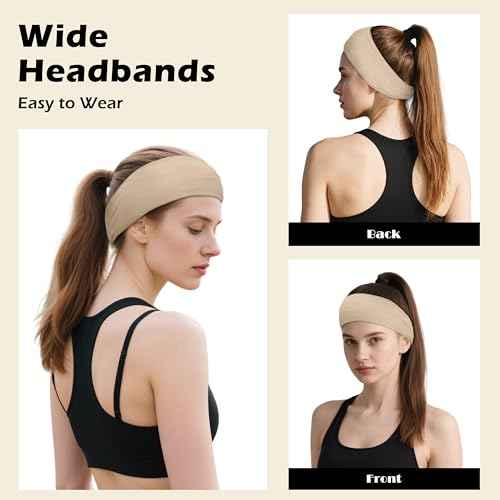 Headbands for Women 12PCS, Wide Sports Headbands, Elastic Soft Running Fashion Headband Absorb Sweatbands Non Slip Headbands for Fashion, Washing Face, Workouts,Yoga, Daily Use