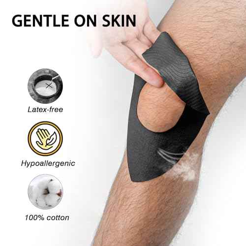 Kinesiology Tape for Knees, 10 Pcs Precut Kinesiology Tape for Knee Pain Relief & Support, Waterproof & Elastic Athletic Tape for Knee Stability, Breathable & Comfortable Knee Tape, Patent Pending