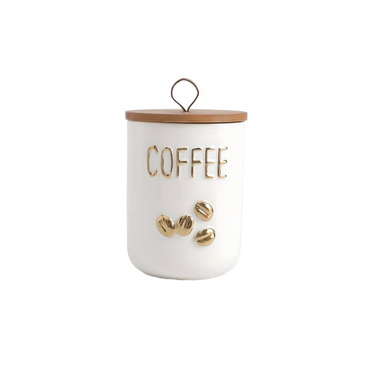 Simcat 27oz Ceramic Canister Set with Airtight Seal Bamboo Lid and Silicone Seal Damp-Proof Kitchen Jar Tea Coffee Sugar Canister Set Food Storage Containers (Portable sealed jar-(coffee))