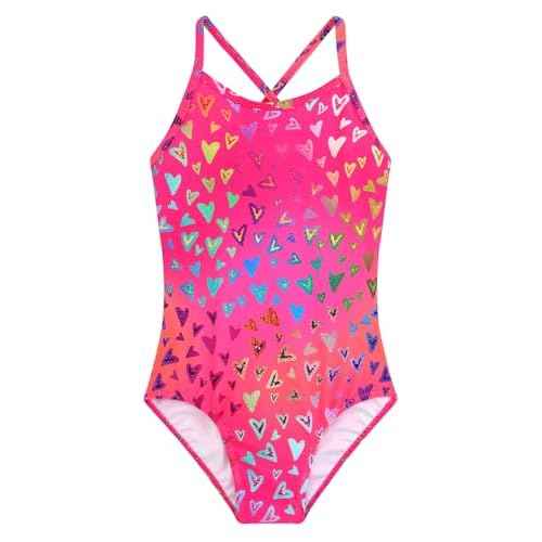 Girls One Piece Swimsuits Summer UPF 50+ Quick Dry Beach Bathing Suit Cross Shoulder Strap Swimwear 2-10 Years