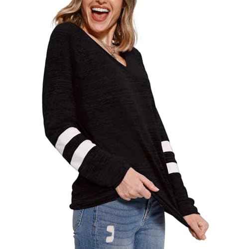 Womens Tops Fall Fashion Sweatshirt for Women Sweaters V Neck Long Sleeve Shirts Trendy Clothes