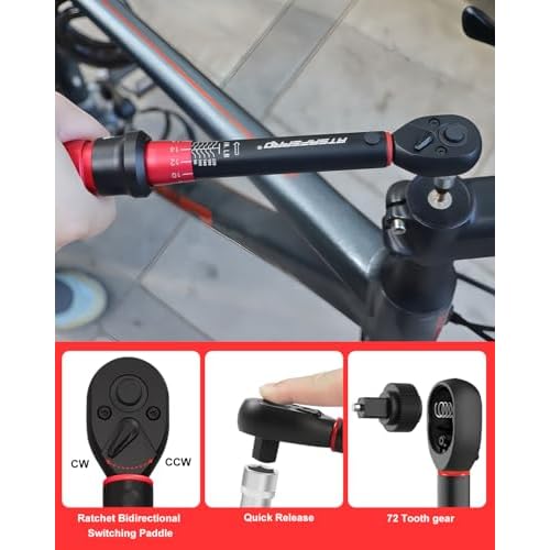ATsafepro Inch Pound Torque Wrench-20-240 in.lb/2.3-27.1 Nm,1/4 Torque Wrench for Bike, Bicycle Maintenance,14-Piece Bike Torque Wrench Set,1/4 inch torque wrench-Dual Range Scales and Dual-Direction