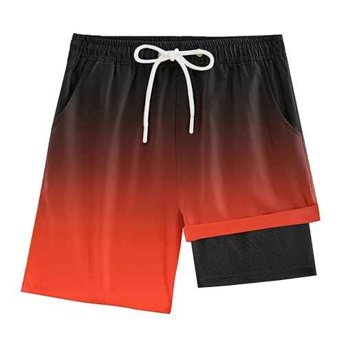 Boys Swim Trunks with Compression Liner UPF 50+ Quick Dry Bathing Suit Kids Beach Shorts Swimwear 7-20T