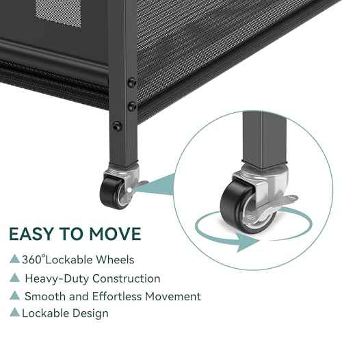 niffgaff Large Rolling Ball Storage Cart ? Metal Ball Bin with Lockable Wheels and Elastic Straps, Holds Basketballs, Soccer Balls, Toys and Sports Equipment, Indoor & Outdoor Organizer ? Black