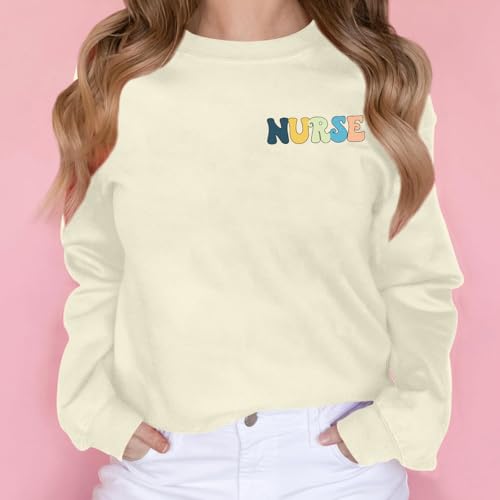 Nurse Graphic Crewneck Sweatshirts for women Floral Stethoscope Lightweight Sweatshirt Pullover Hoodie Nurses Gifts