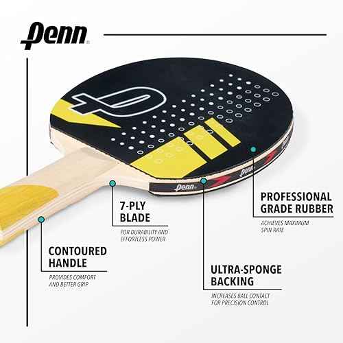 Penn 5.0 Professional Ping Pong Paddles - Choose Single Table Tennis Paddle, or Deluxe 2 or 4 Player Kit with Balls and Storage Case