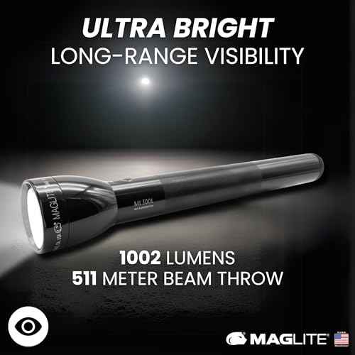 MagLite ML300L 4D LED Flashlight ? 1002 Lumens, Long Runtime, Adjustable Beam, Water-Resistant, Aluminum Body ? Black