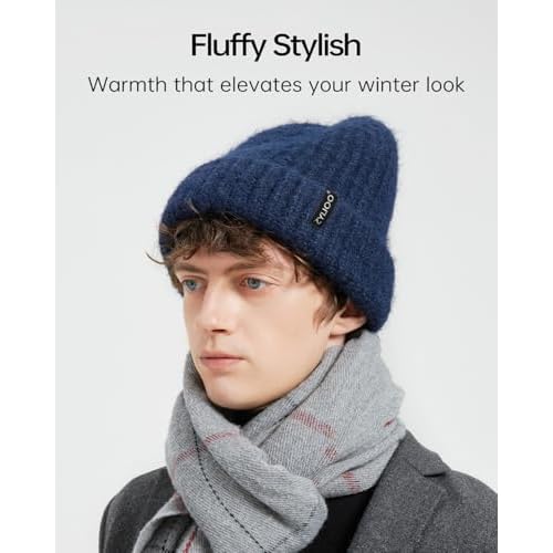 Zylioo Oversize XXL Chunky Beanie Cap for Men Women,Stretchy Thick Warm Knit Hat,Winter Snow Hats for Cold Weather