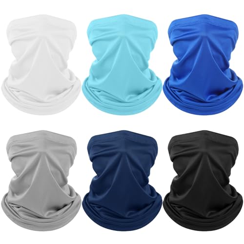 Geyoga 6 Pieces Summer UV Protection Cooling Neck Gaiter Face Clothing Neck Gaiter Mask Scarf Sunscreen Breathable Bandana