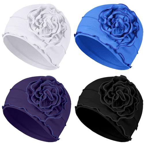 JenPen 4 Pcs Cotton Chemo Turban Headwear for Women Soft Cancer Head Scarf Hats Elastic Covers Wraps for Women's Hair