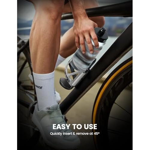 Lamicall Bike Water Bottle Holder - [Tracker Storage] [Adjustable Spring Design] Bike Cup Holder, Bicycle Drink Cage, Cycling Bike Water Bottle Cage with Screws Tool, for 2.28-3.39" Diameter Bottles