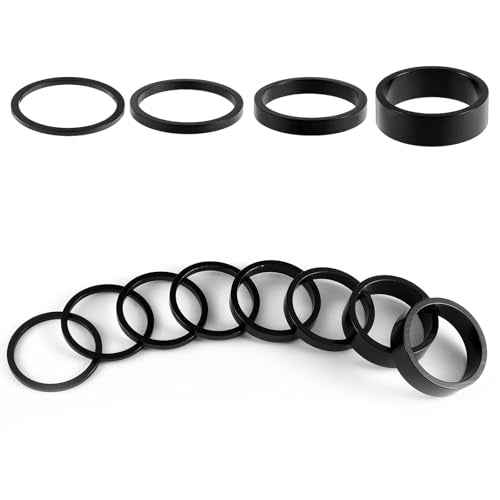 12 PCS Bike Stem Spacers 1 1/8, 4 Sizes Aluminum Alloy Bike Headset Spacers Bikes Handlebar Stem Spacers Fit 1-1/8 Inch Stem Mountain Bike Road Bikes Handlebar (10mm 5mm 3mm 2mm)