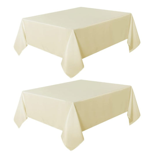 sancua 2 Pack Beige Tablecloth 54 x 54 Inch, Stain and Wrinkle Resistant Square Table Cloth - Washable Polyester Table Cover for Dining Tables, Buffet Parties and Camping
