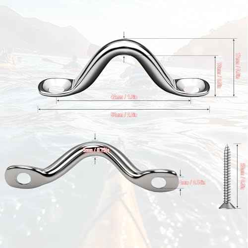10 PCS Stainless Steel Bimini Top Hardware, Pad Eye Straps for Boat with 20PCS Screws, Kayak Deck Boat Cleats Eye Loops Tie Down